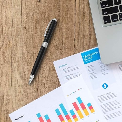Miniatura 9 de Cambond Bolígrafos negros - Bolígrafos de bola agradables para oficina, para regalo, negocios, hombres, policía, asistentes de vuelo, retráctiles