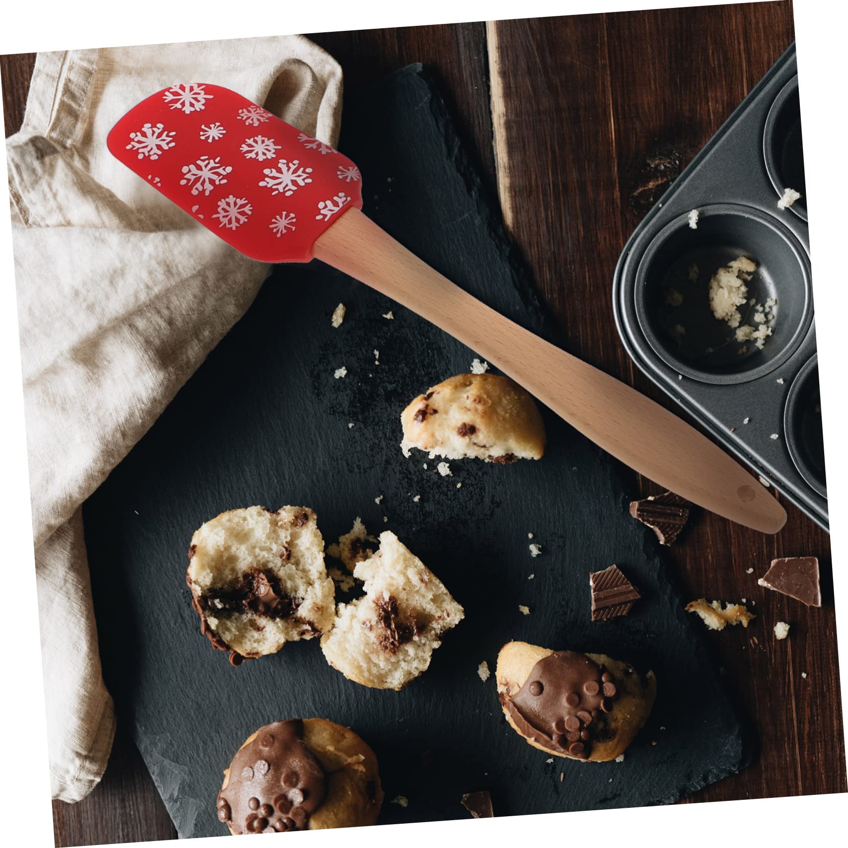 COLLBATH 4 Piezas Espátulas de Silicona para Crema de Diseño Navideño Herramientas para Repostería Ergonómico y Antideslizante Aptas para y Decorar Pasteles