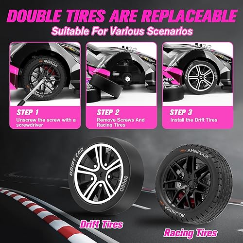 Miniatura 7 de Coche de deriva a control remoto, escala 116, auto de carreras RC 4WD de 2.4 GHz, vehículo de carreras RC de alta velocidad de 24.9 mih, vehículo de