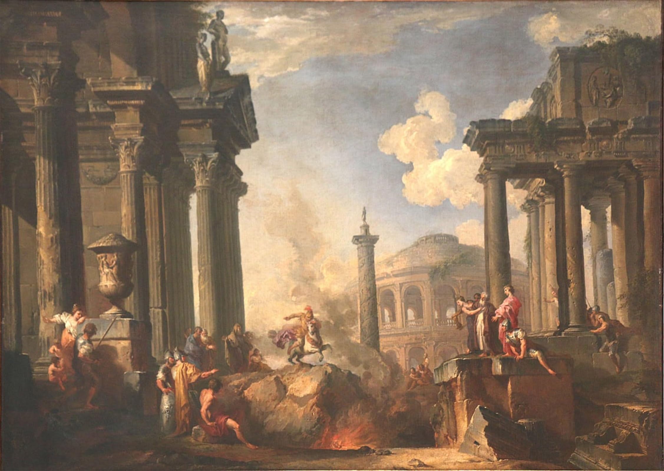 ARTXLXXBN Famous Painting Canvas Artwork Graffiti Print I Give You Marcus Curtius by Paolo Pannini Portrait Canvas Image for Home Decor 60x90cm