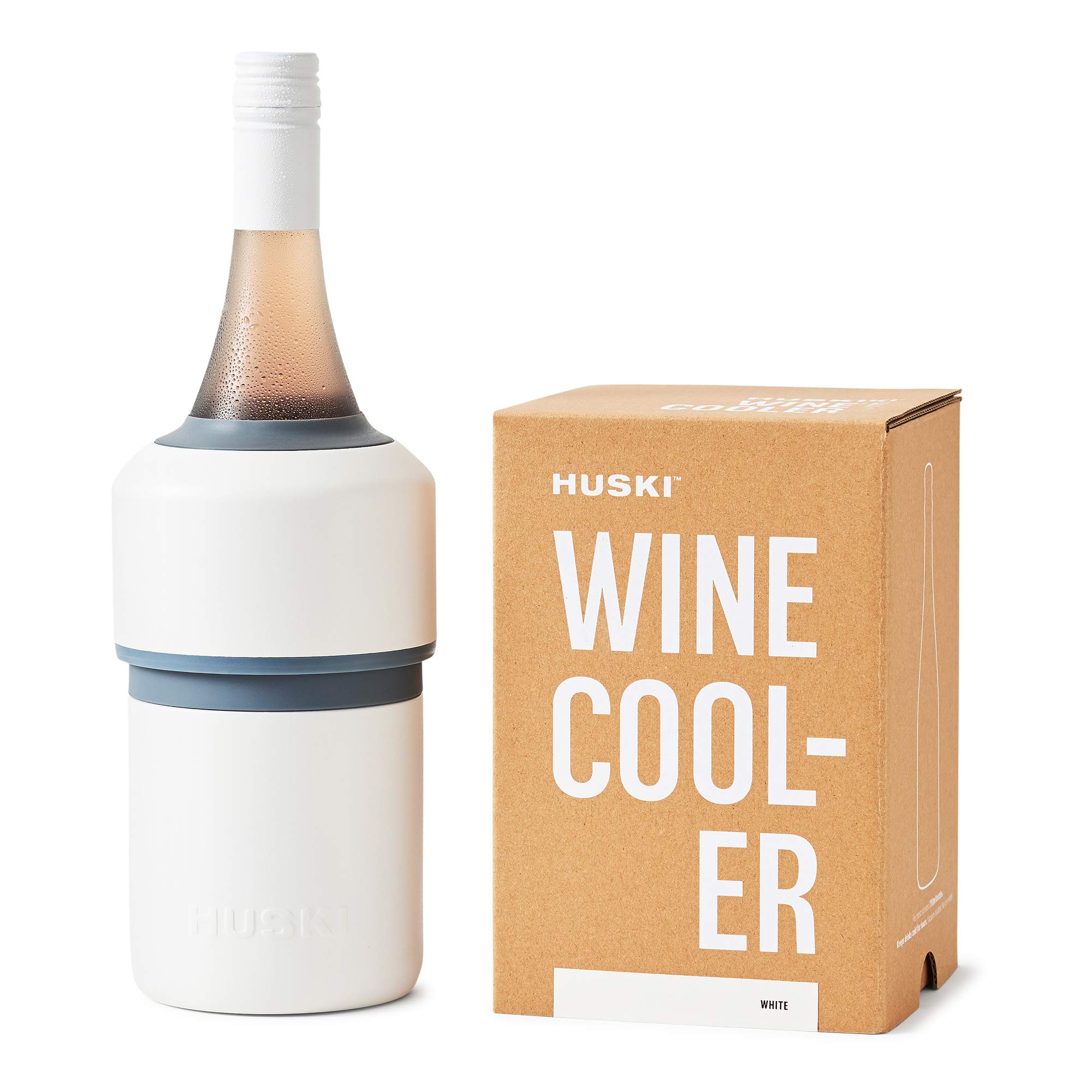 Huski Wine Cooler | Premium Iceless Wine Chiller | Keeps Wine or Champagne Bottle Cold up to 6 Hours | Award Winning Design | New Wine Accessory | Perfect Gift for Wine Lovers (White)