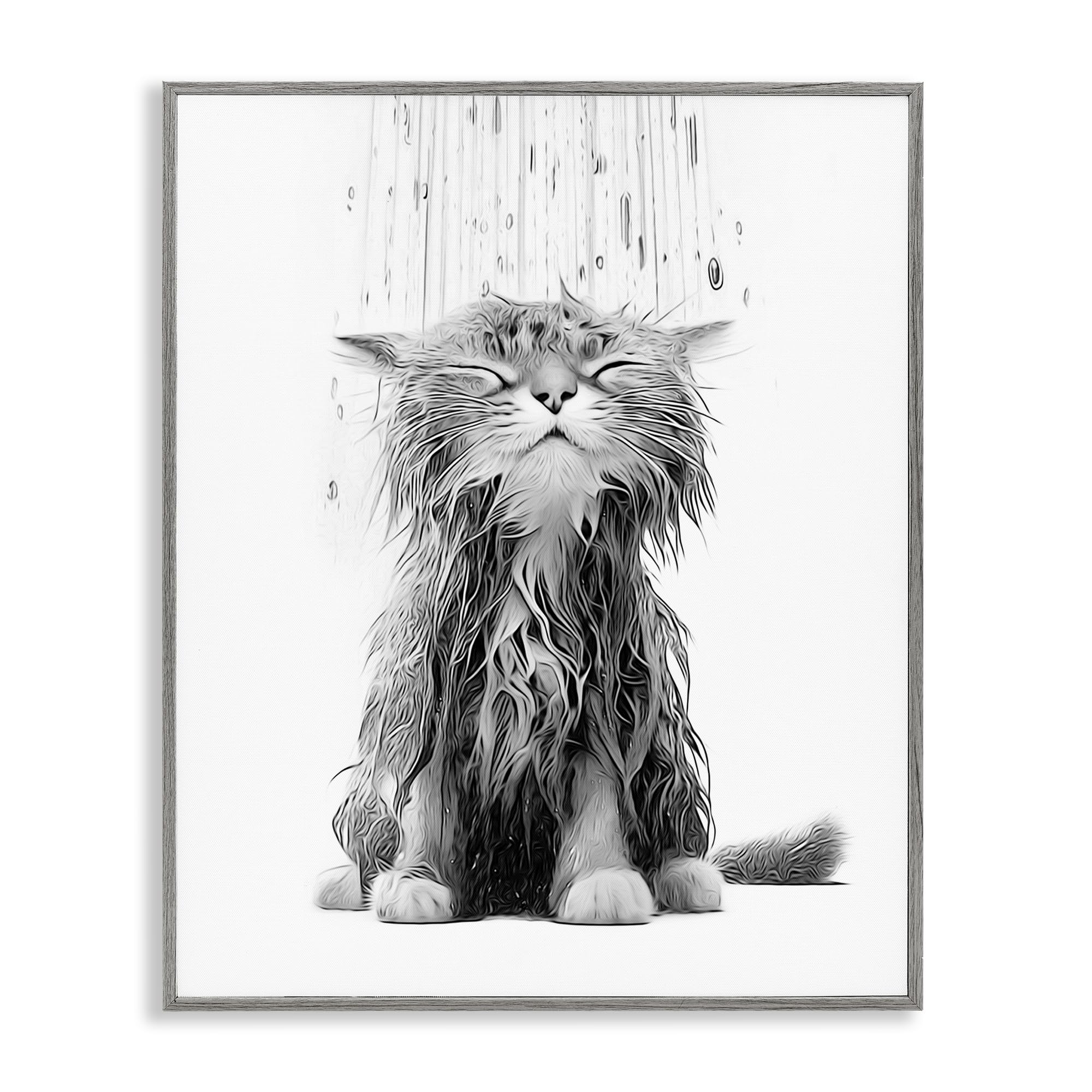 Kitten Bathroom Splash Animal, 24 x 30 Inch Framed Giclée Print