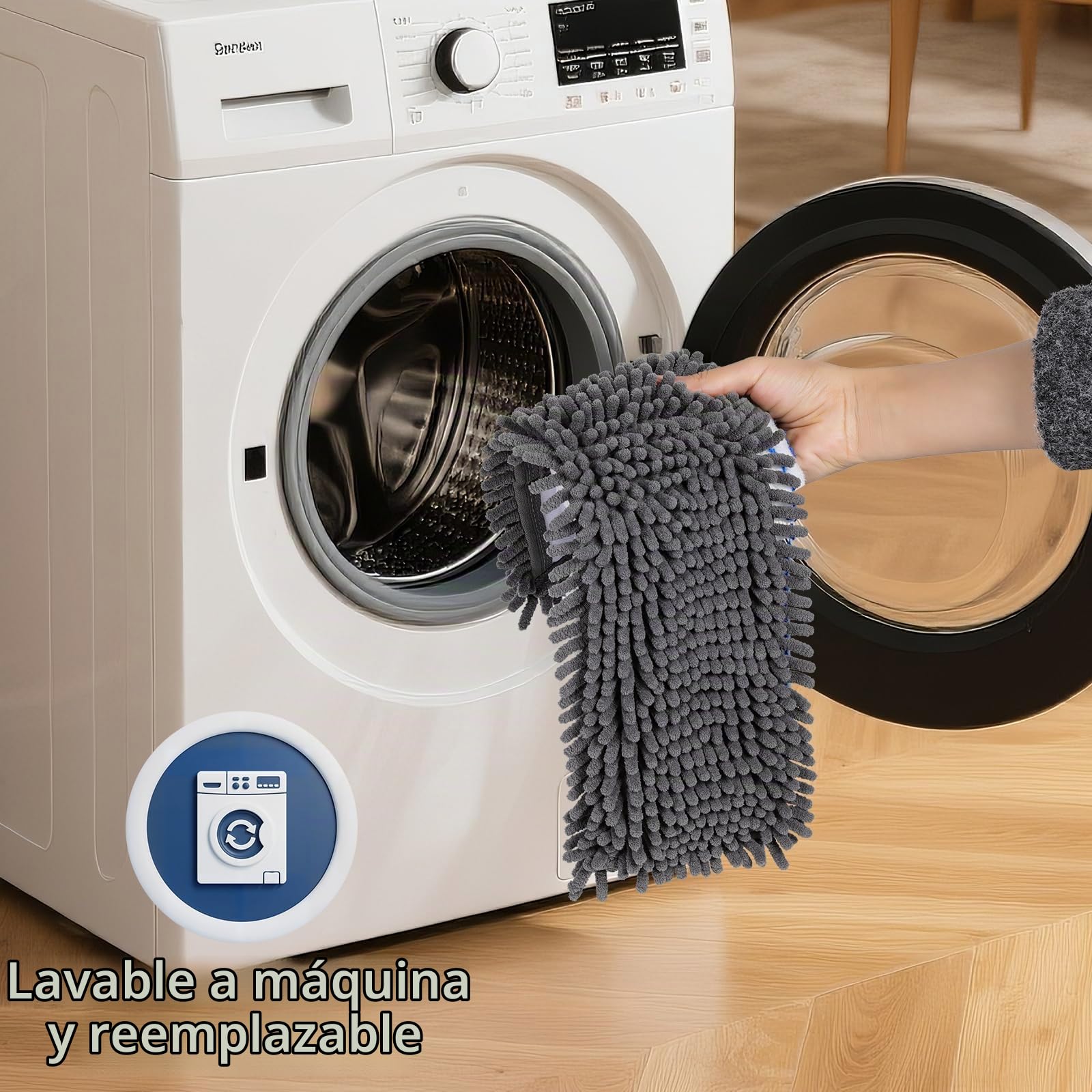 MASTERTOP Trapeador Profesional de Microfibra para Limpieza de Suelos, mopa húmeda y Seca con 4 Almohadillas Lavables reemplazables, Mango Extensible, mopa mágica para Madera Dura, Azulejos, Laminado | Mango ajustable de acero inoxidable con 2 almohadilla