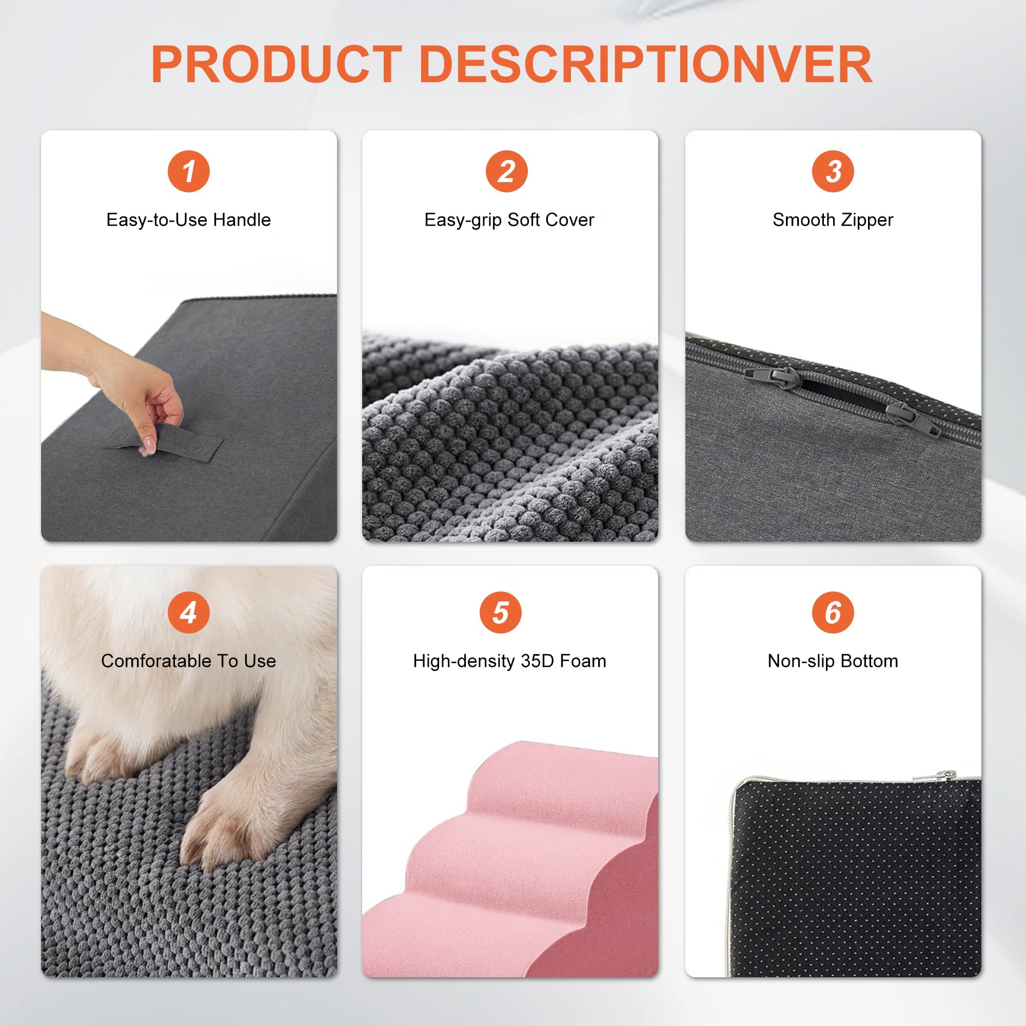 Trhillsbrad - Scala per cani di piccola taglia e gatti, 5 gradini, 2 in 1, scale per letti alti e antiscivolo bilanciate per interni