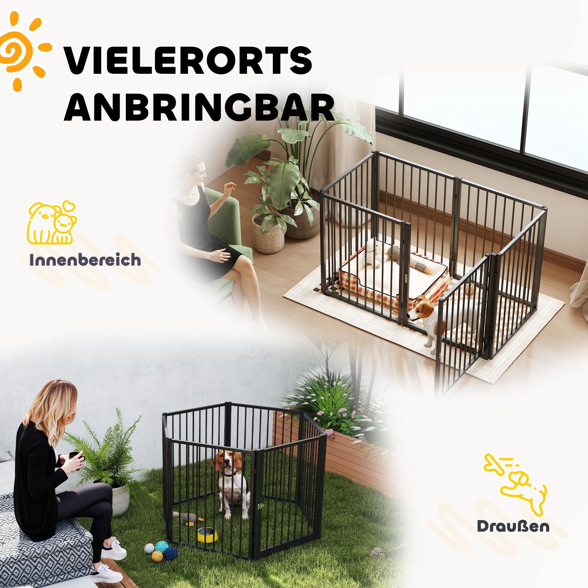 PawHut Corral para Cachorros 6 Piezas para Perros medianos, 76 cm