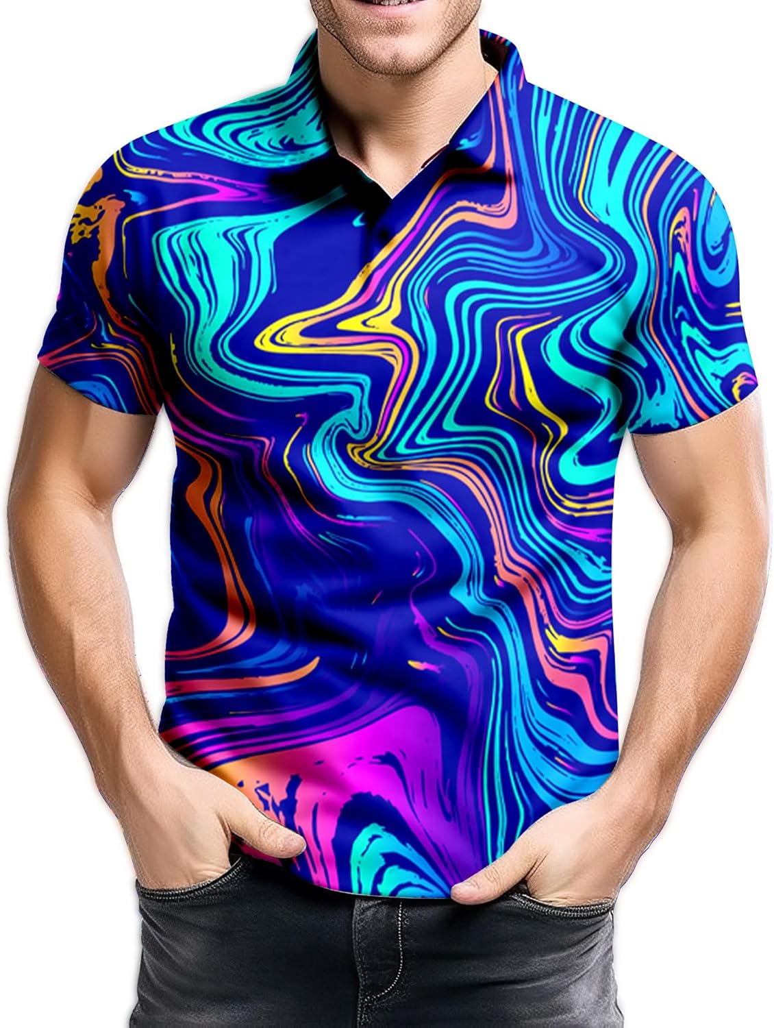 Mens 70s Golf Shirts, Funny 70s Shirts for Men, Short Sleeve, Medium, Typical 70's Colors - Image 6