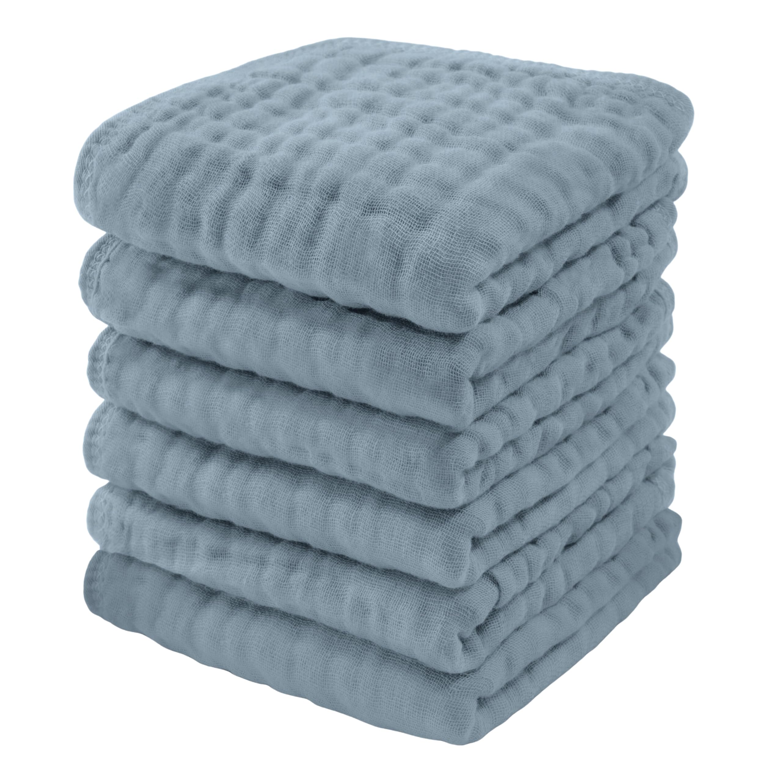 Comfy Cubs Muslin Cloths for Baby Pack of 6, Soft 6-Layer Cotton for Delicate Skin, 25 x 25 cm Large Size, Absorbent, Durable