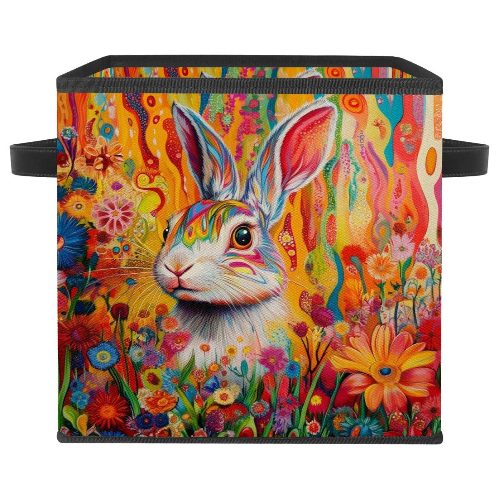 Boîte de rangement lapin avec double poignées anti-désordre