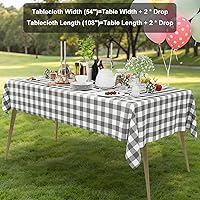 Vista 115 de Smiry Paquete de 10 Manteles Desechables de Cuadros Vichy Azules - 54" x 108" Mantel de Plástico de Servicio Pesado, Cubiertas de Mesa Impermeables