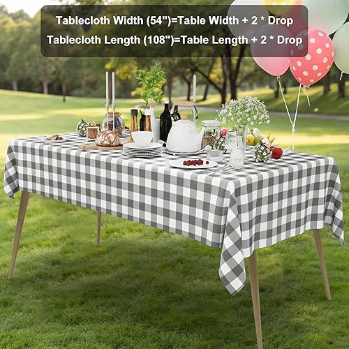 Vista 115 de Smiry Paquete de 10 Manteles Desechables de Cuadros Vichy Azules - 54" x 108" Mantel de Plástico de Servicio Pesado, Cubiertas de Mesa Impermeables