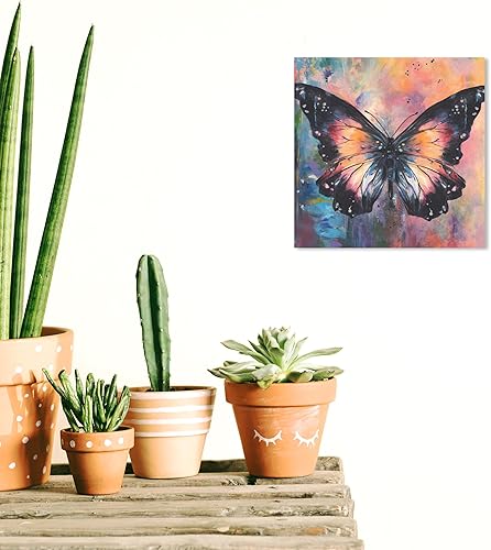 Miniatura 4 de Wynwood Studio Lienzo decorativo contemporáneo con diseño de animales y mariposas, arte de pared para sala de estar, dormitorio y baño, 12 x 12