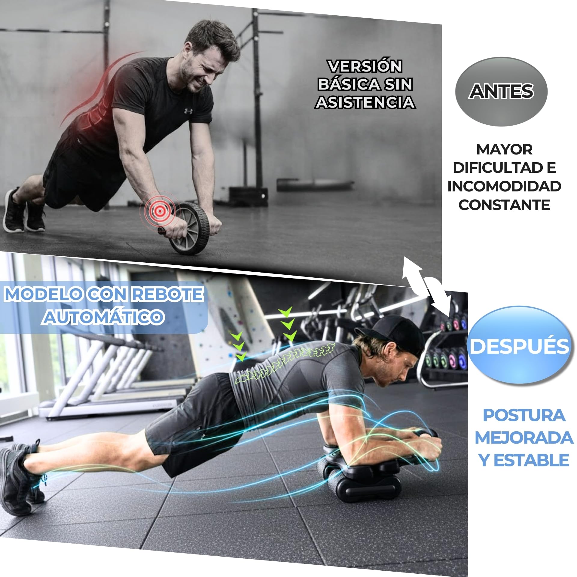 Rueda Abdominal. Attrezzi per Addominali. Ruota per Addominali Attrezzi