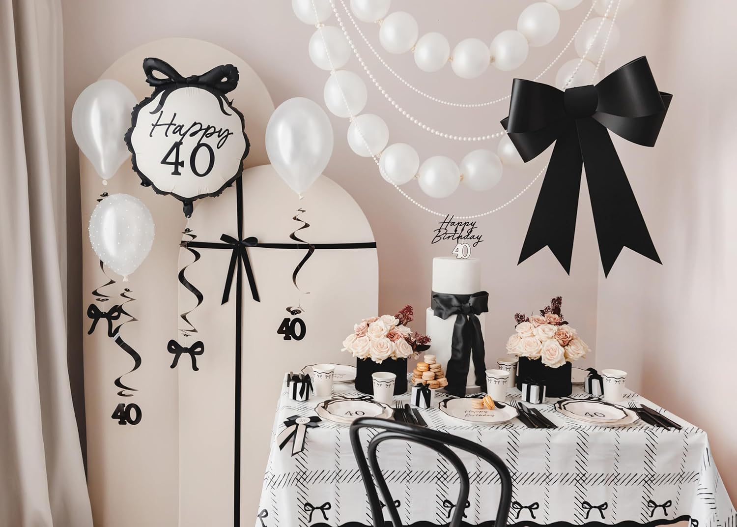 Tablecover with Bows, Birthday Table Cover, Wedding Table Decoration, Baby Shower Party Tablecloth 180x120cm