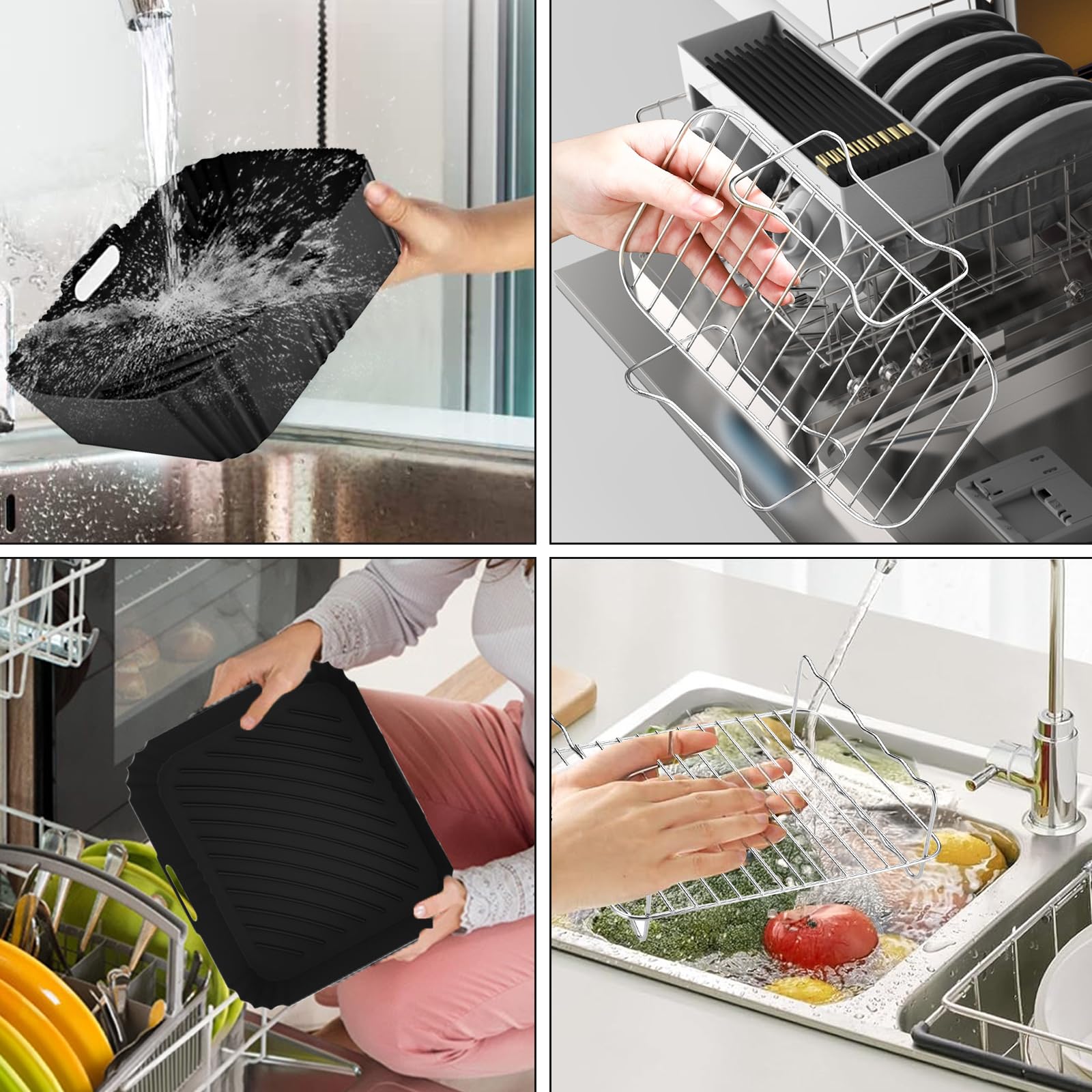 Accessori Friggitrice ad Aria per Moulinex EZ9018 Dual Easy Fry 5,2/3,1L – 23 Pezzi Accessori ad Aria – Riutilizzabile Tappetino in Silicone Griglia, per Moulinex/Tefal 8,3L