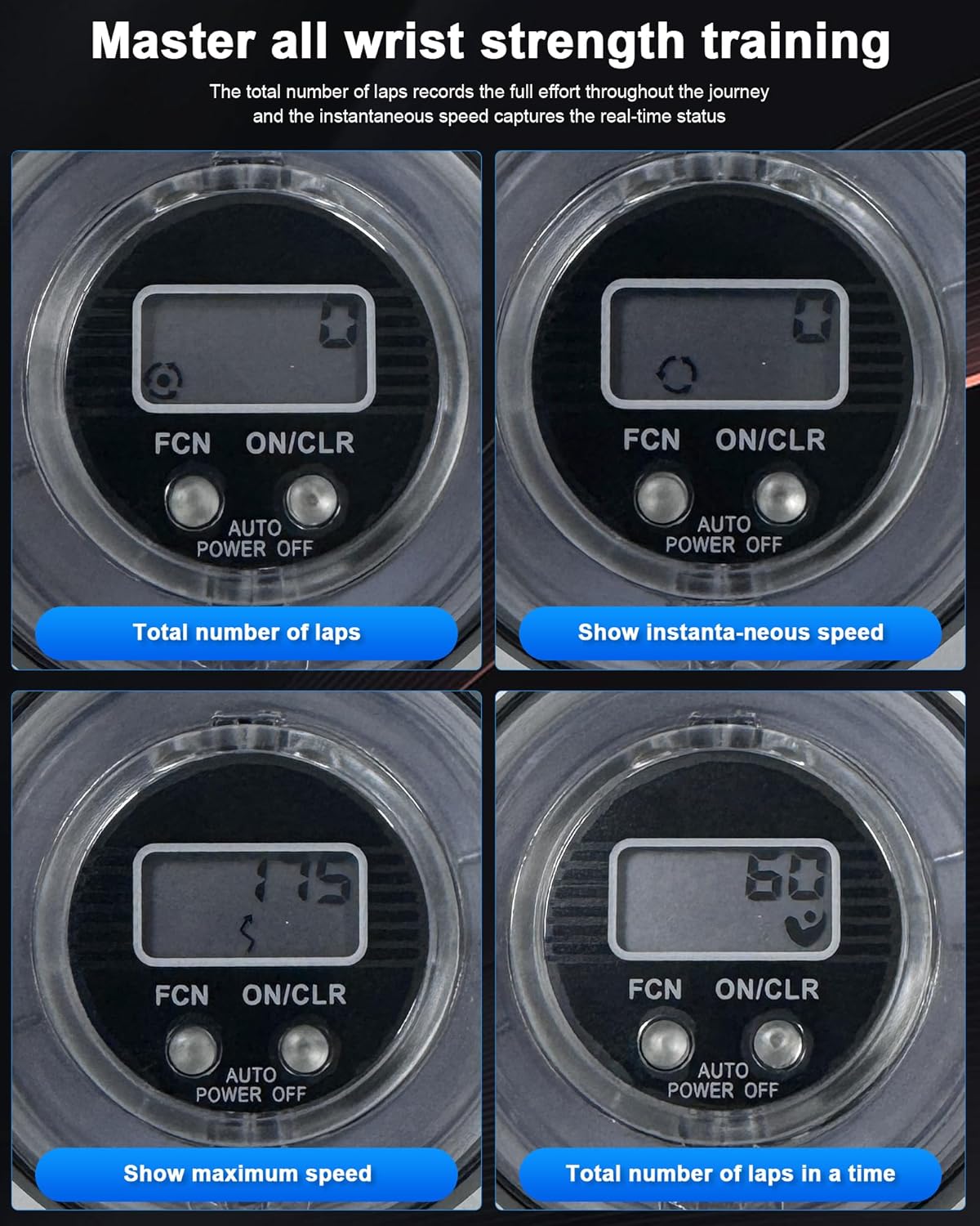 Curaball Hand Exerciser & Power Ball Hand Exerciser - Adjustable Resistance for Strengthening Fingers, Wrists & Arms -Includes Digital Counter & Portable Case