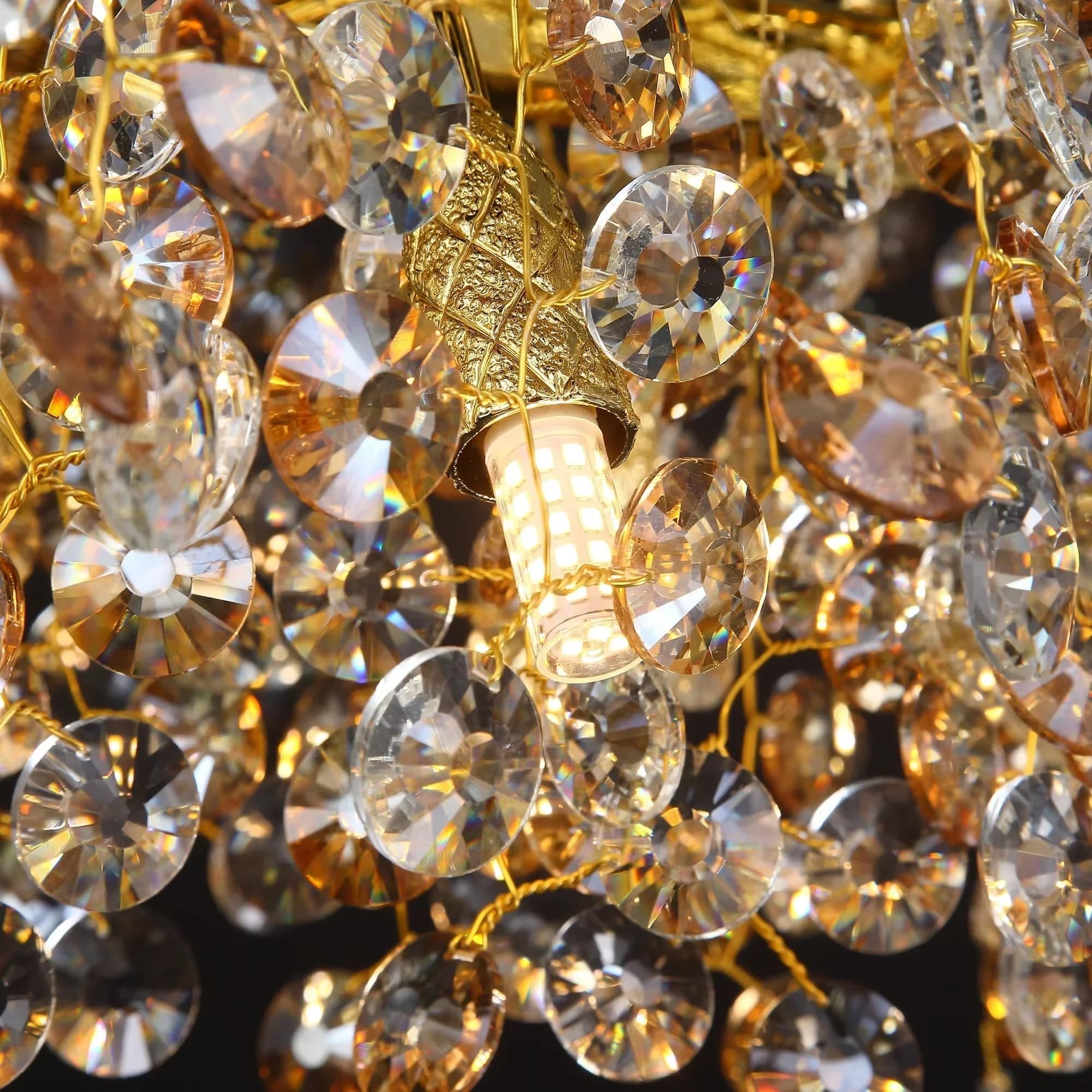Lámpara de araña de cristal de lujo for decoración de sala de estar y comedor, lámpara de villa de arte lujoso y atmosférico, muebles