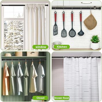 Shower Curtain Rod 30-64 inch 2Pack Shower Adjustable Curtain Rod No Drilling Expandable Spring Pressure Rod Spring Curtain Rods for Bathroom Windows