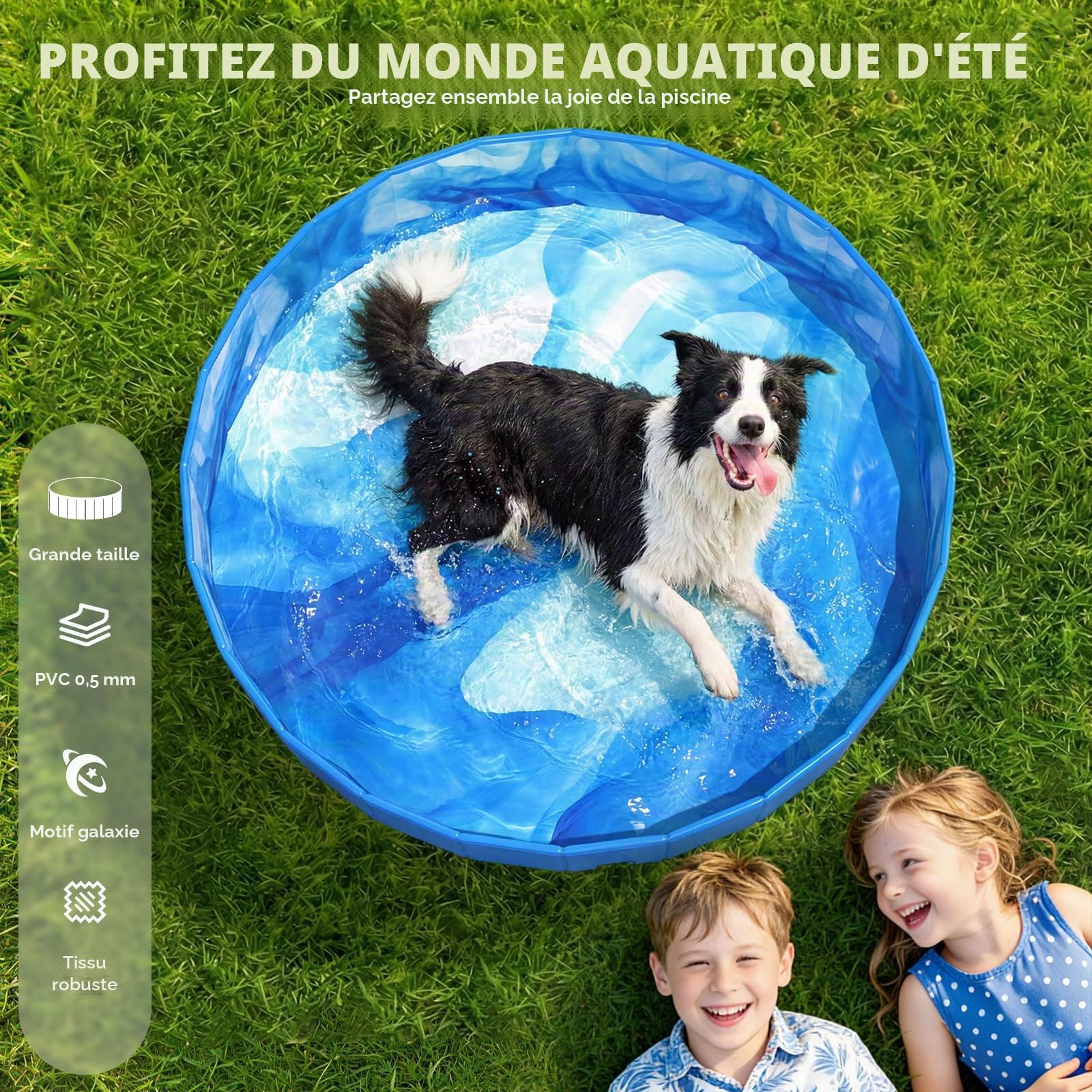 KingSom Piscine pour Chiens, Piscine Pliable Épaissi pour Grands et Petits Chiens, Baignoire Portable pour Chien, Piscine Enfant Antidérapant, Baignoire Extérieure Intérieure avec Bonde, 122 x 31 cm