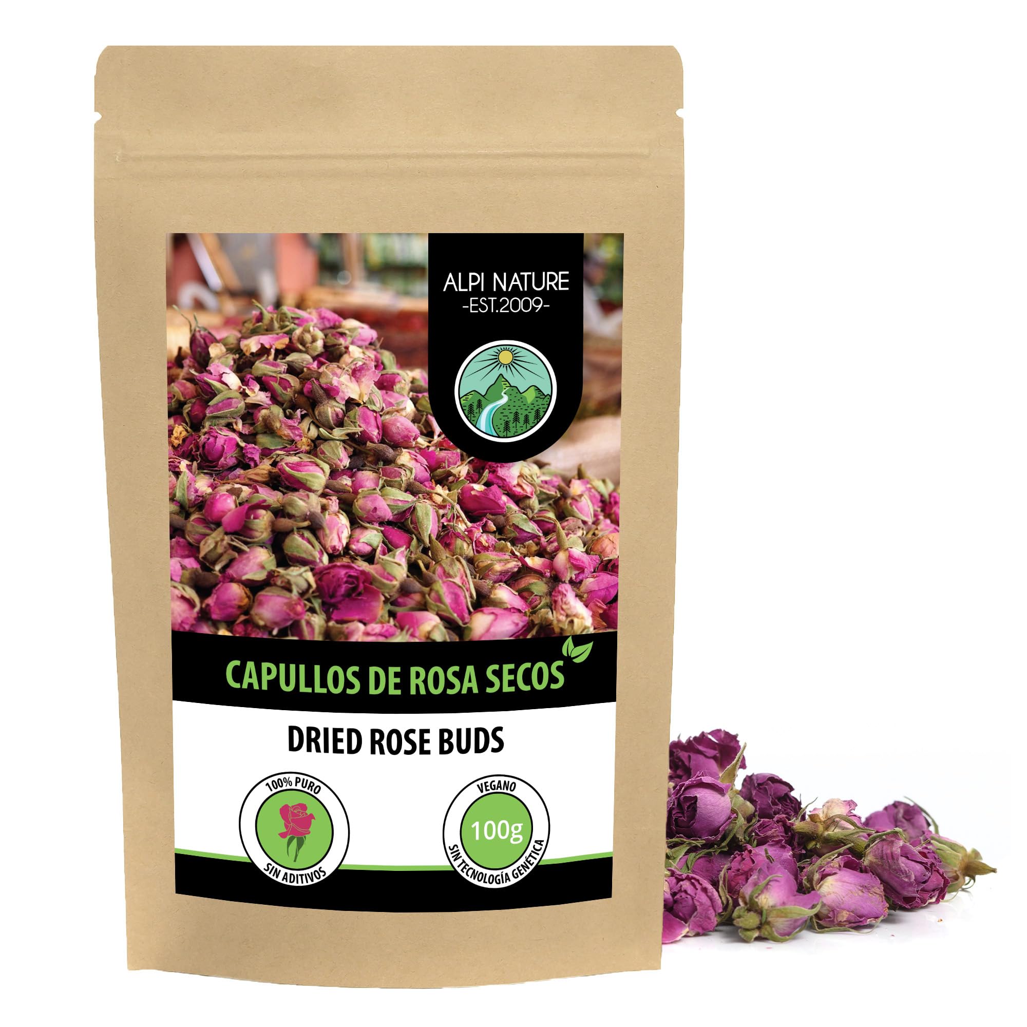 Pétalos de rosa secos (100g), capullos de rosa secos, té de pétalos de rosa de floración controlada, té de capullos de rosa