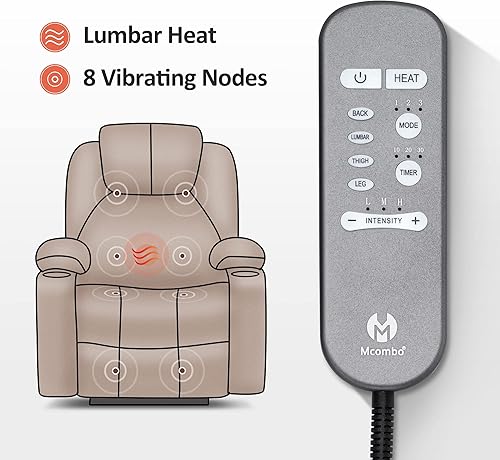Miniatura 81 de MCombo Silla reclinable pequeña para ancianos, silla elevadora eléctrica pequeña con calor y masaje para personas mayores, portavasos, puertos USB y