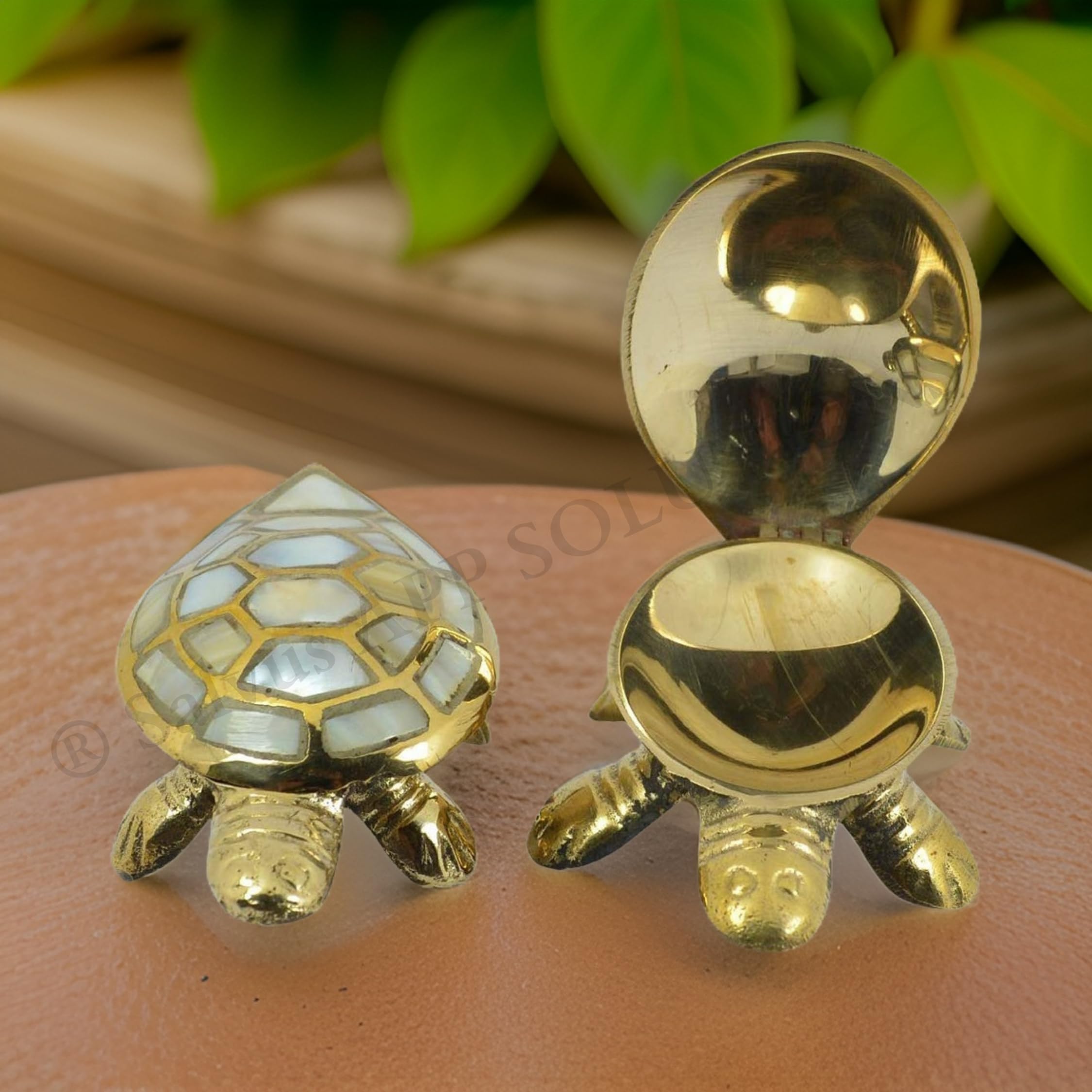 Salvus APP SOLUTIONS Religious Golden Brass Diamond-Shaped Wish Fulfilling Tortoise Turtle: A Feng Shui Charm for Home Décor and Positive Energy (3.5 inch_1PC)