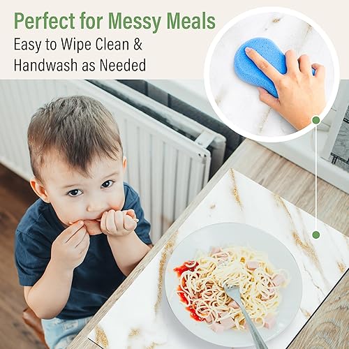 Miniatura 6 de RIMONA'S Juego de 4 manteles individuales de mármol resistentes al calor, impermeables, resistentes al calor, antideslizantes, ideales para regalo,