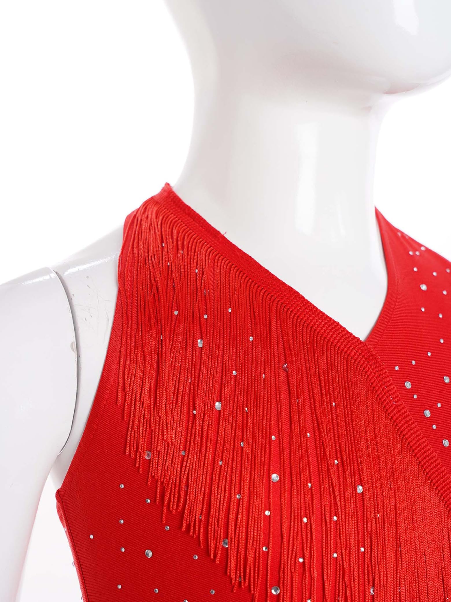 Jydiazi Vestido de baile latino para niña, con flecos, con brillantes, vestido de tango latinoamericano, Cha Cha, ropa de baile — view 5
