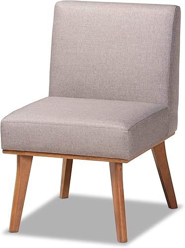 Baxton Studio Odessa - Silla de comedor de madera tapizada de tela gris y acabado marrón nogal
