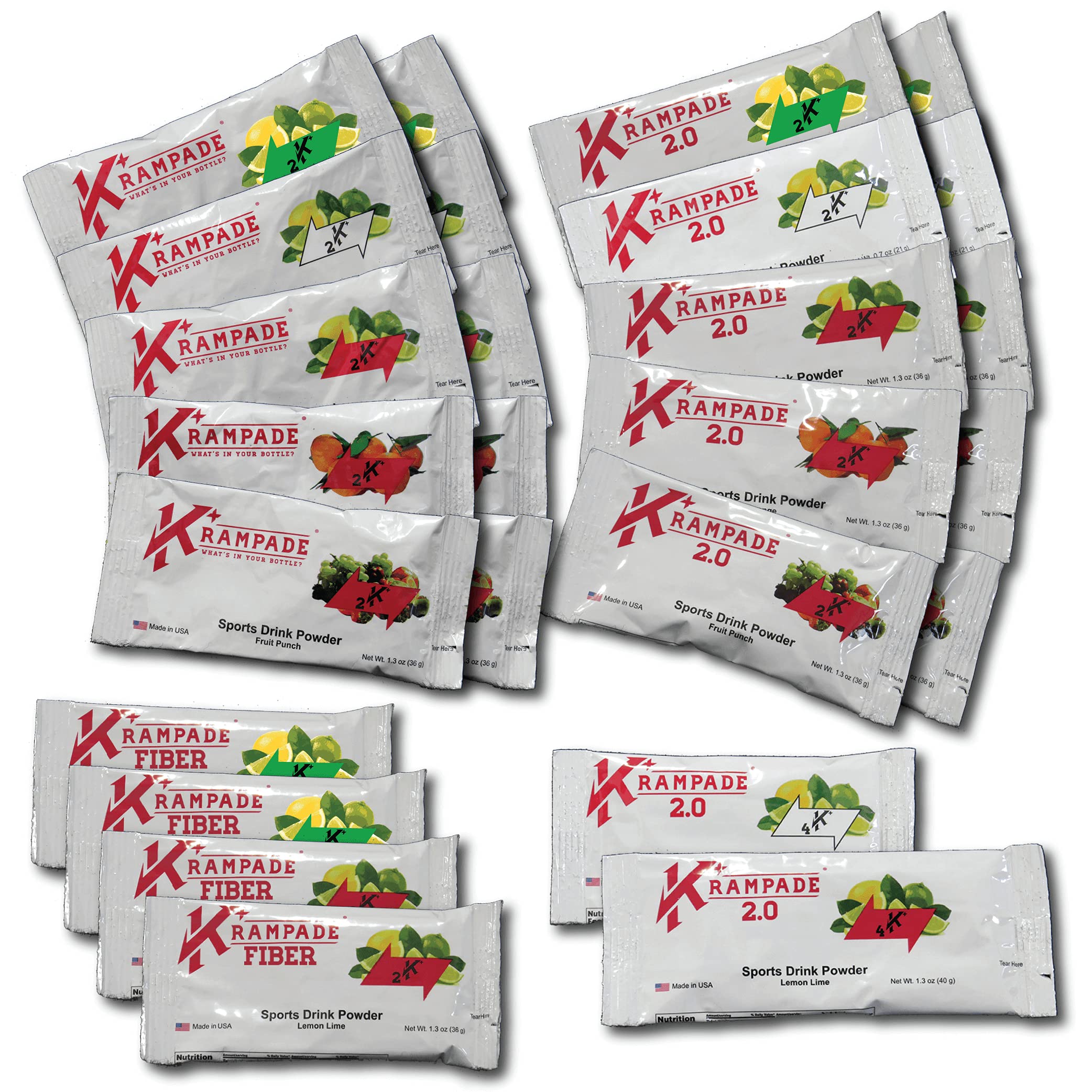 Electrolytes Powder Potassium Supplement - 2000 mg K+, 2X More Than Coconut Water | Cramp Relief and Prevention | Hydration Powder Packets