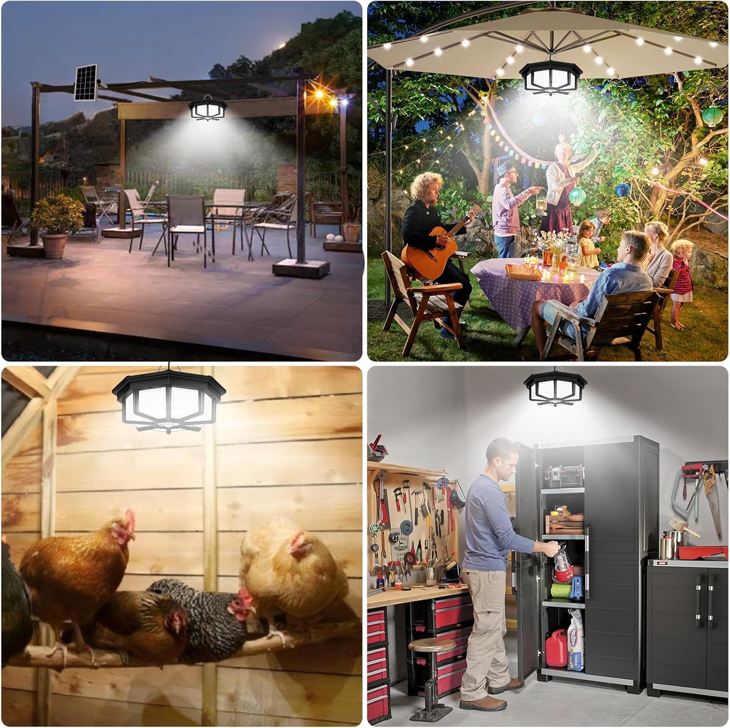 Solar Shed Light Indoor Outdoor, Aqonsie 288LED Solar Powered Motion Sensor Pendant Light Daytime Available, Solar Indoor Lights with 5 Lighting Modes & Remote for Shed Gazebo Barn Garage Home