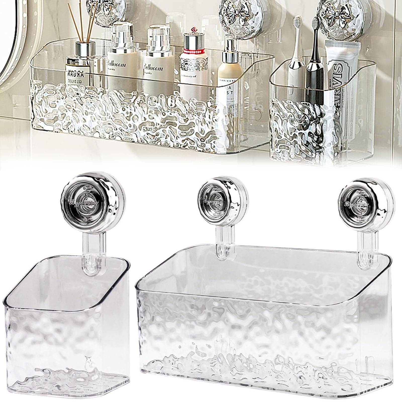 2024 New Corner Shower Caddy Suction Cup Removable Multifunctional Shower Basket Shower Dispenser Soap Organizer Drill-Free for Kitchen