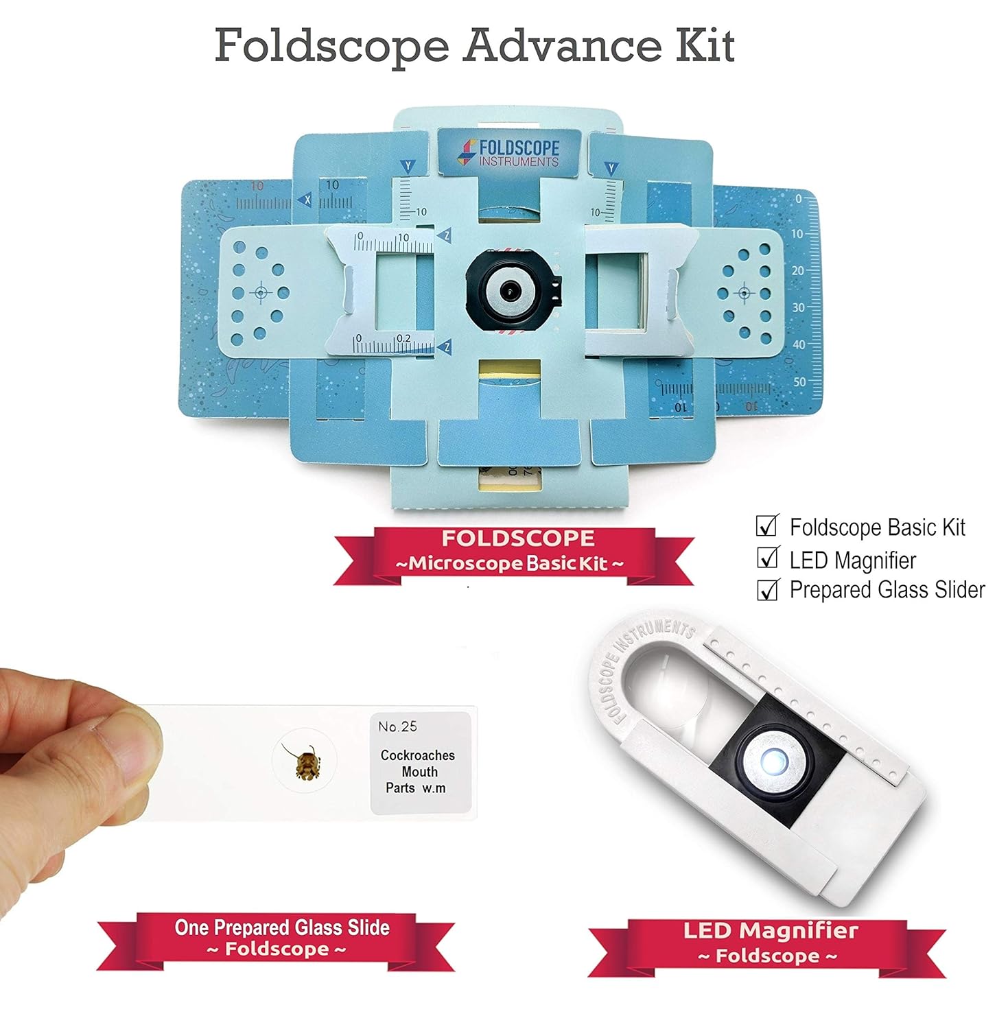 simple days foldscope advance kit foldscope basic kit + led magnifier