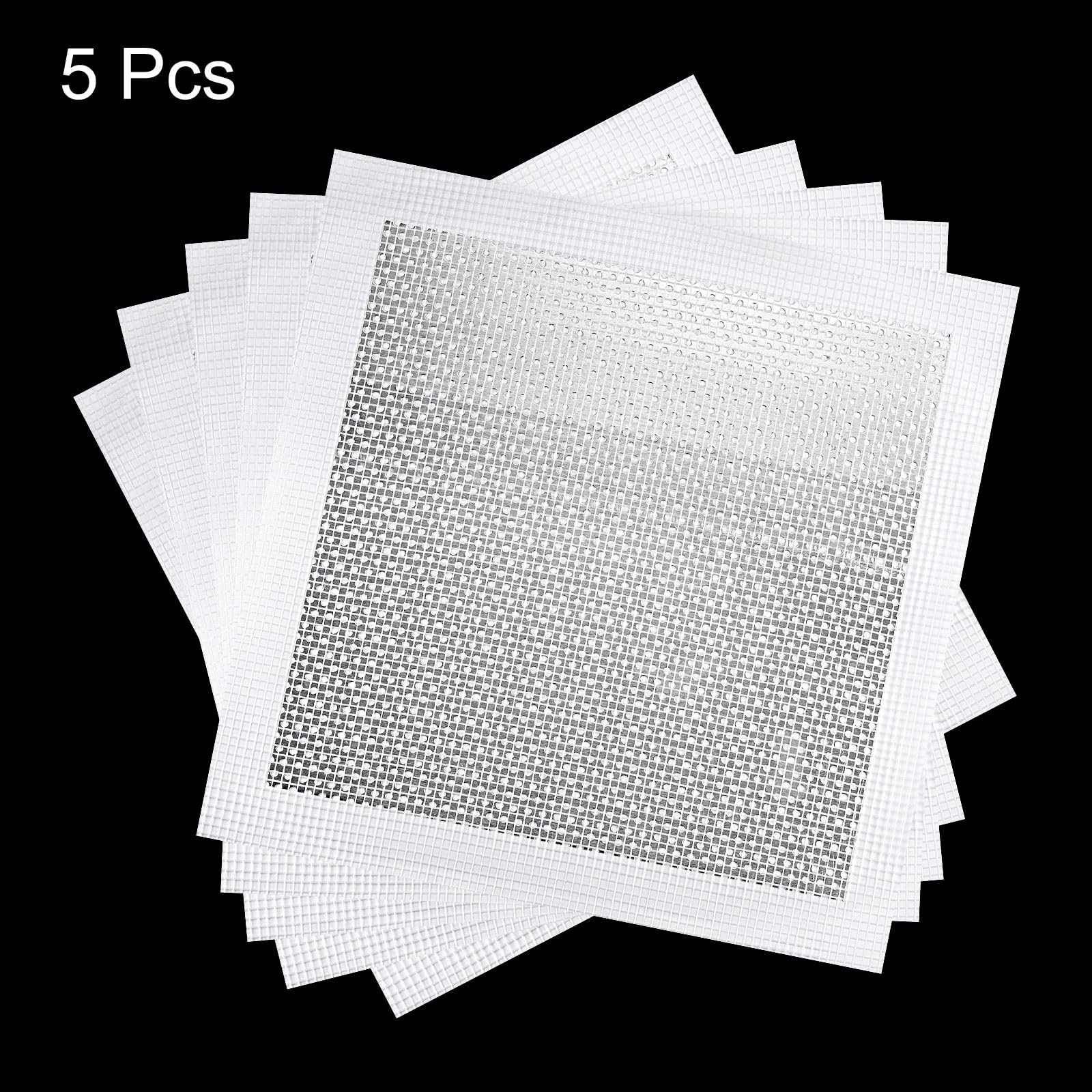 QUARKZMAN Parche de Reparación de Pared de Aluminio 8" x 8" Malla de Fibra de Vidrio Autoadhesiva sobre Placa Galvanizada 5 Piezas