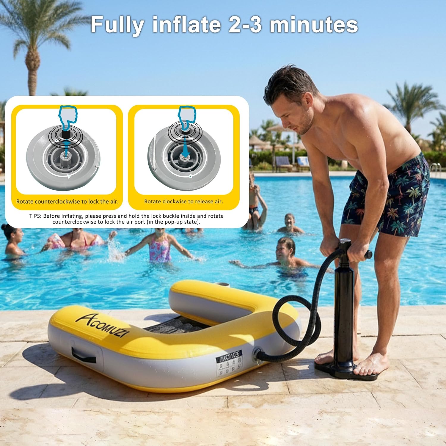 Inflatable Floating Chair for Lake, Thick Drop Stitch PVC Floating Pool Chair, Pool Float Chair with Cup Holder, Lake Floats for Boat, Pool, River Included Pump