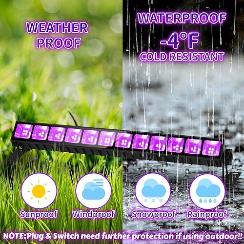 Miniatura 6 de NEWREACH Waterproof 36W Blacklight Bar, IP66 40 LED Black Light with 6FT Cord for Glow in The Dark, Portable Blacklights for Fluorescent Party
