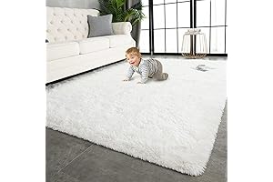 TWINNIS Super Soft White Shag Carpet