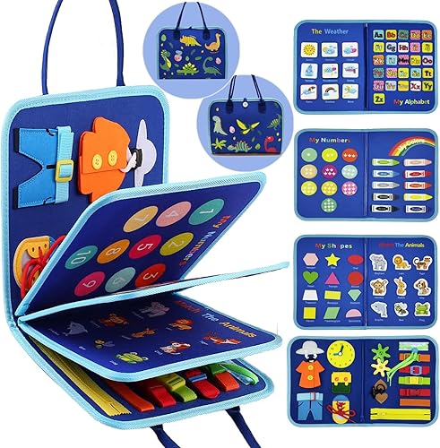 IVYs.SZ Tabla de actividades para niños pequeños de 2 a 4 años, tabla Montessori de ocupación, libro de actividades para niños pequeños de 1 a 3