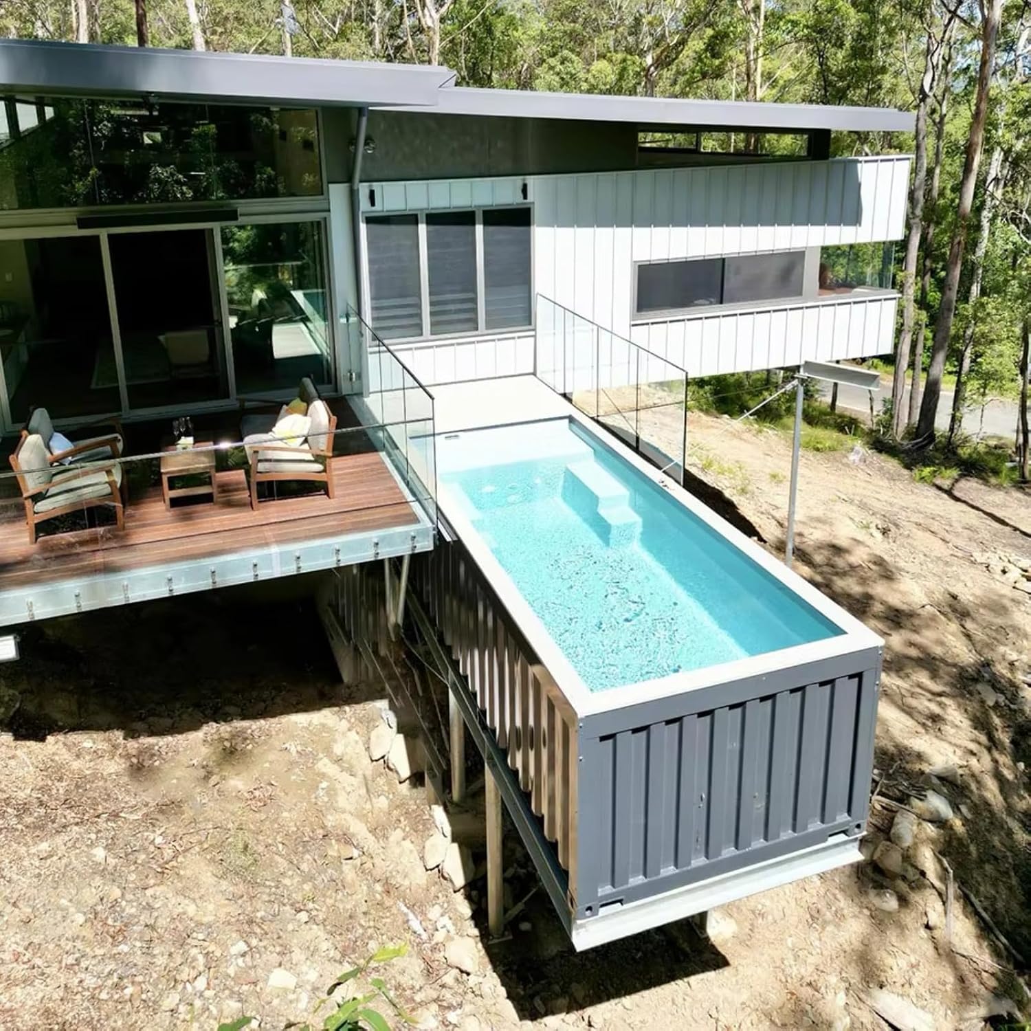 20 Ft Shipping Container Swimming Pool for Outdoor Backyard, Container Pool Setup, Container Swimming Pool Portable Above Ground Use for Gardens
