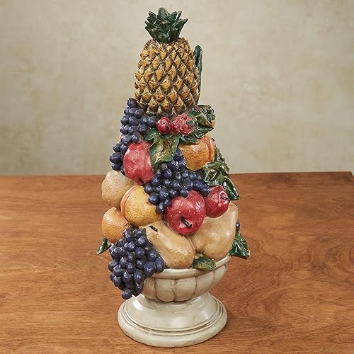 Miniatura 2 de Touch of Class Delicioso centro de mesa de urna de frutas y deliciosas, naranjas, manzanas, piña, resina, morado, rojo, amarillo, bronceado,