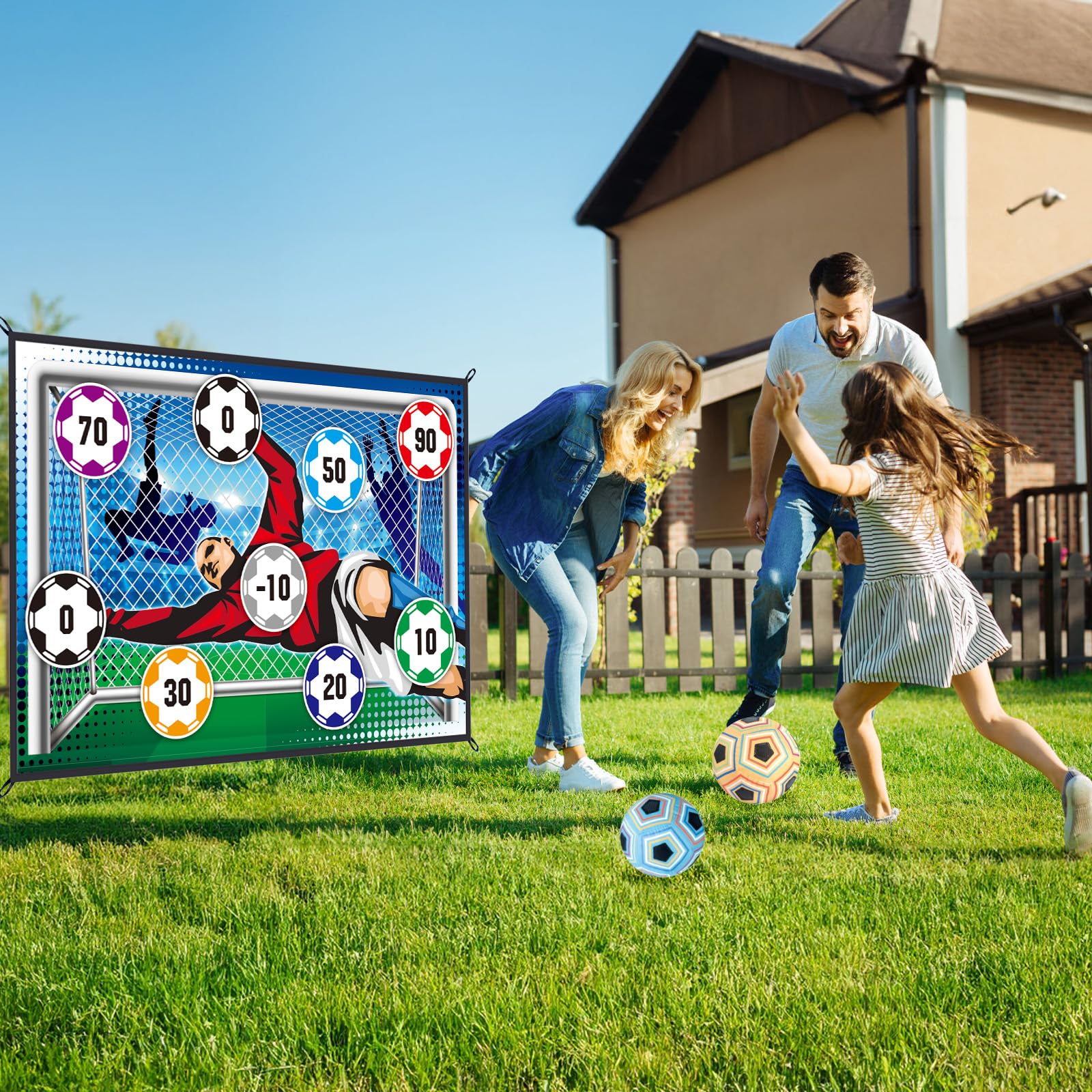 Set da Gioco con Pallone da Calcio per Bambini 3 4 5 6 7 8 Anni,Porta da Calcio Giocattolo per Interni ed Esterni con 2 Palline,Giocattolo Sportivo Regalo Compleanno per Bambini