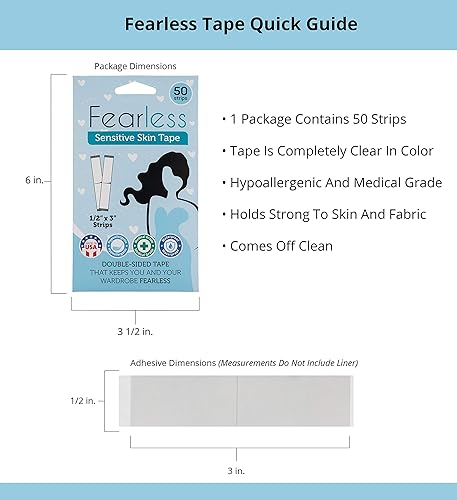 Miniatura 8 de Fearless Tape - Cinta extra ancha de doble cara para moda ropa y cuerpo paquete de 36 tiras  Color transparente para todos los tonos de piel