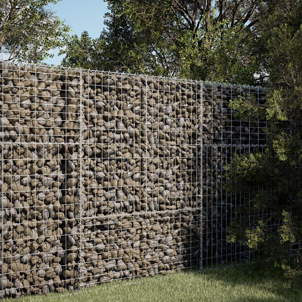 Galvanized Steel Gabion Wall with Covers, Gabion Stone Basket Cage, Gabion Basket, Gabion Retaining Wall for Outdoor Garden Patio Backyard, 39.4"x19.7"x59.1" Galvanized Iron,-481