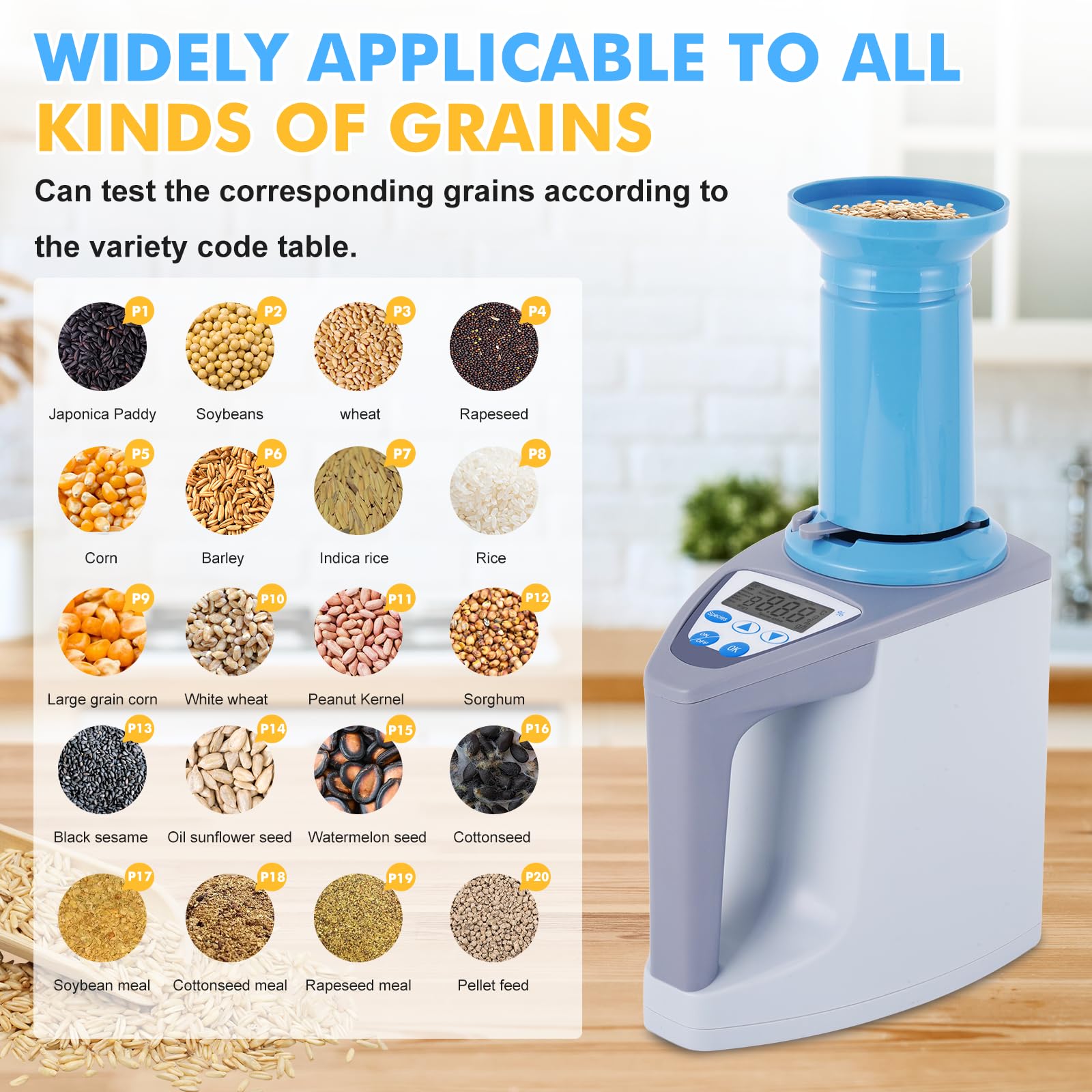 YJINGRUI Medidor Humedad Cereales Digital Analizador de Humedad de Grano Portátil LDS-1G Rango de Humedad 3~35% Alta Precisión para Colza Arroz Trigo Soja Maíz Algodón