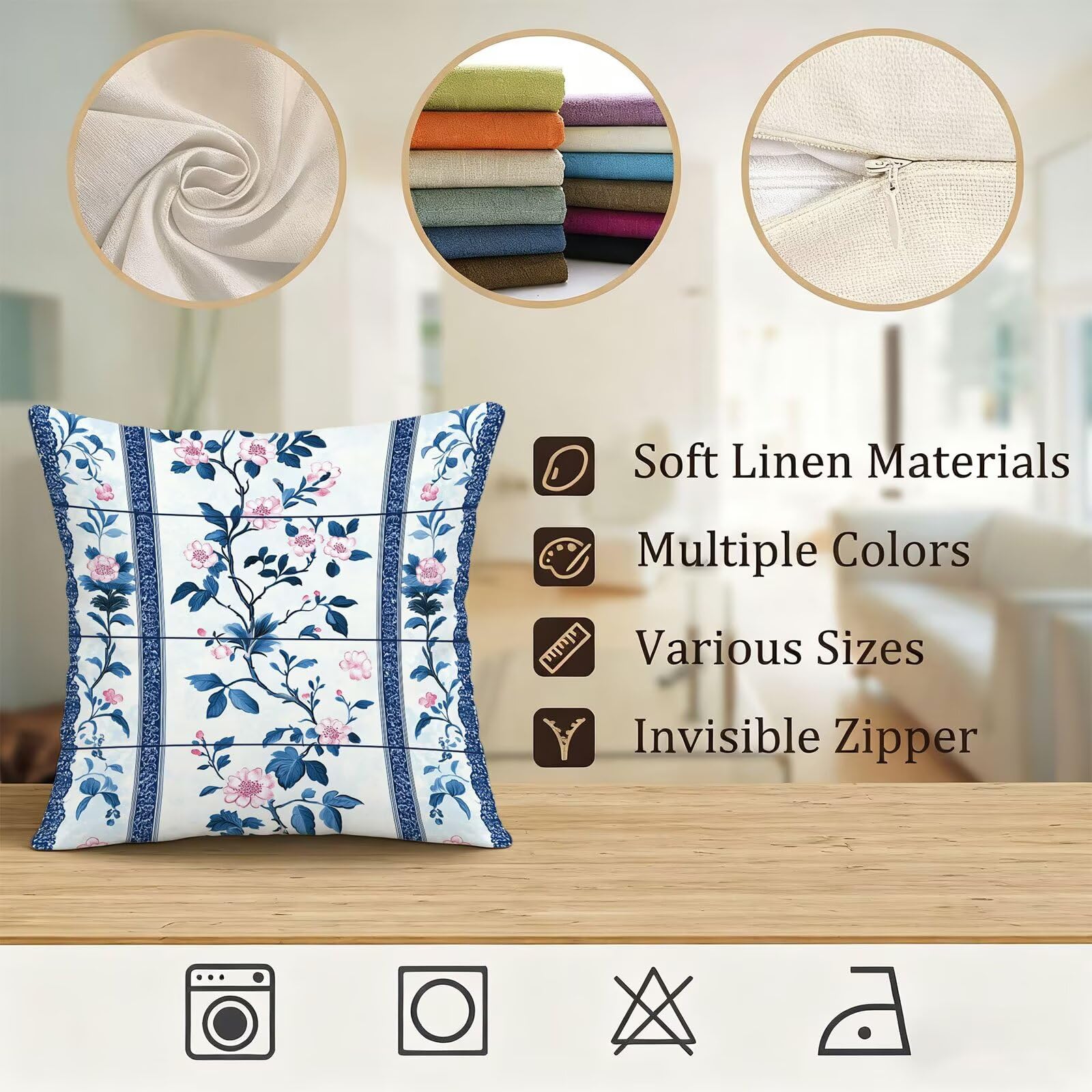 Azul Funda Cojin 60x60 Bohemia Funda Almohada 60x60 Cojines Sofa Súper Suave Fundas Cojines Decorativos Fundas Almohadas 4 Piezas Almohada Cervicales y Cuello, para Hogar Cama Salon Decoracion E - 573