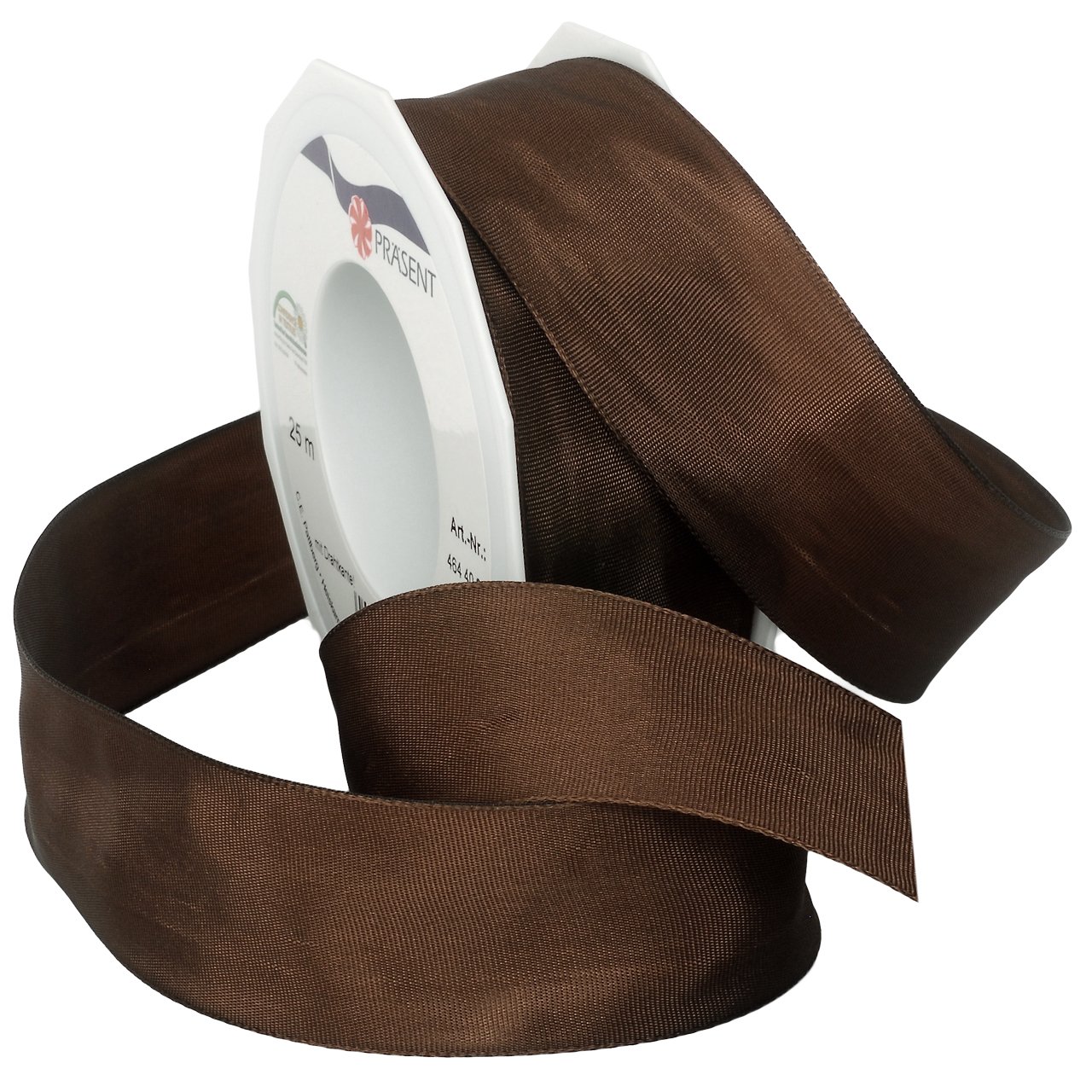 Ruban Lyon Morex Ribbon en fil de fer chic couleur French Roast de 25m