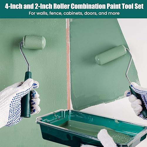 Miniatura 7 de Rodillo de pintura de espuma, paquete de 19 rodillos de pintura pequeños, rodillo de pintura de 4 x 2 pulgadas con cubiertas de rodillos de espuma,