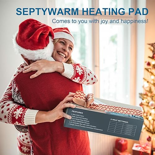 Miniatura 7 de Almohadilla térmica para aliviar el dolor de espalda, almohadillas térmicas eléctricas para calambres, abdomen, cintura, hombros con 6 ajustes de