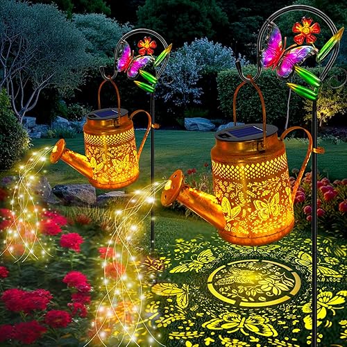 Miniatura 47 de Faroles solares impermeables para exteriores, regadera de colibrí, decoración de jardín, luces solares colgantes para camino, arte de patio