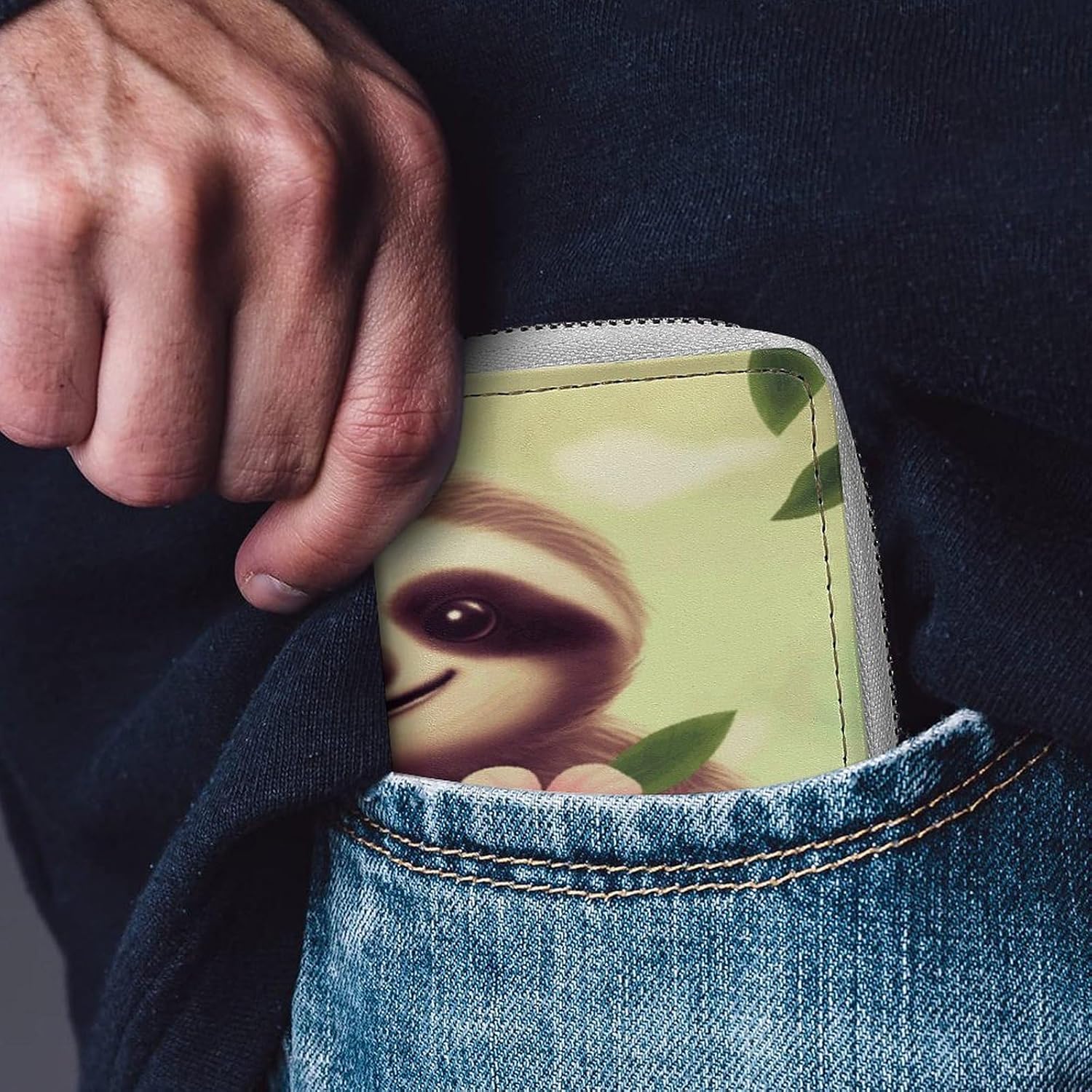 Cute Sloth1 Card Holder RFID Blocking,Credit Card Wallet for Women And Men,Card Case Organizer Bag with Zipper