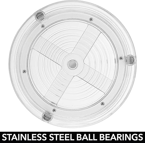 Miniatura 4 de mDesign Spinning Lazy Susan 360 - Organizador de maquillaje giratorio de 3 niveles - Organizador de cosméticos de belleza para tocador de baño,